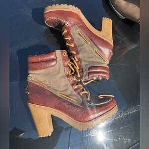 Sperry Brown and Tan Heeled Boots